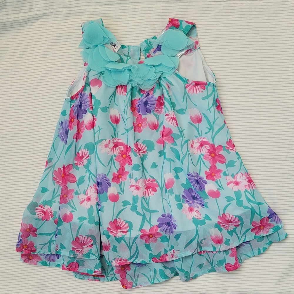 Blueberry boulevard dress 18 mo aqua green purple pink flowers teal floral